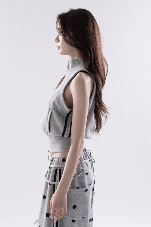 Ring zip sleeveles tops