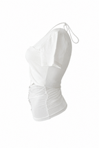 Sheer panel gather tops