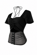 Sheer panel gather tops