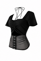 Sheer panel gather tops
