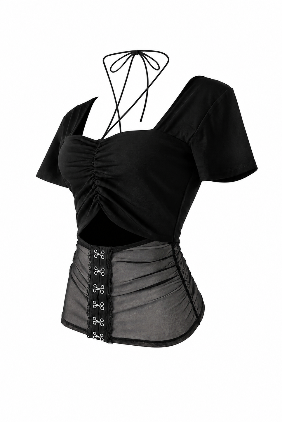 Sheer panel gather tops