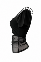 Sheer panel gather tops