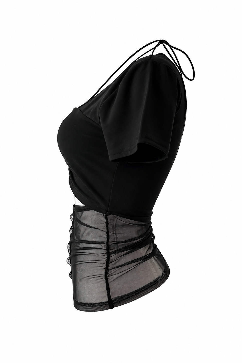 Sheer panel gather tops