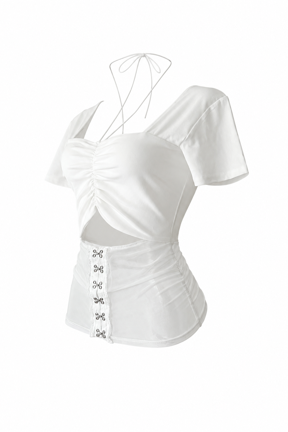 Sheer panel gather tops