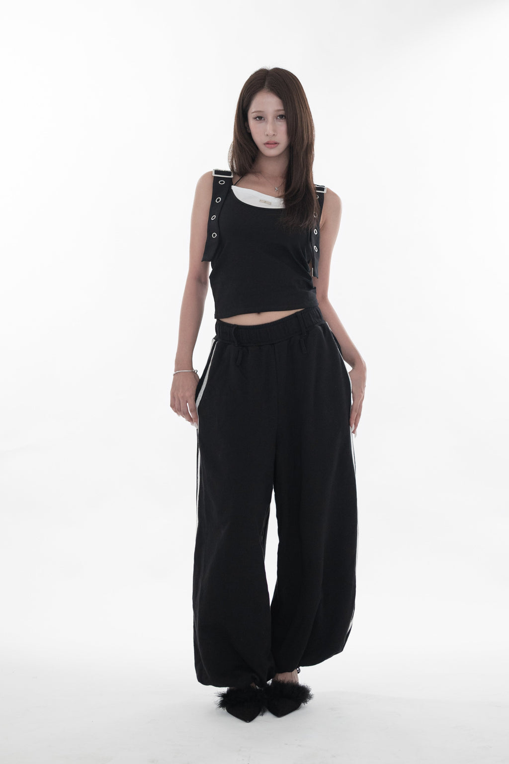Eyelet layered tank top