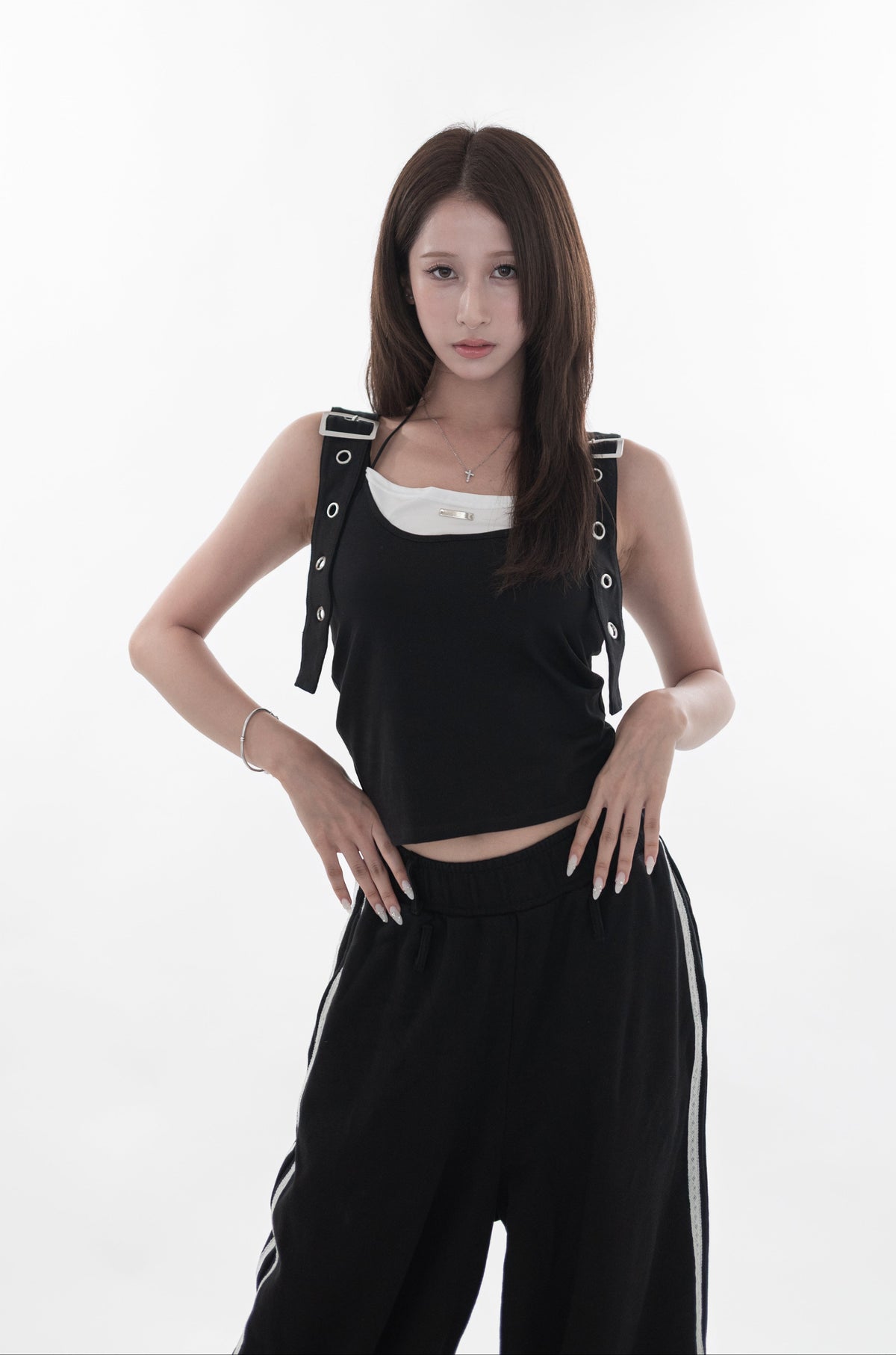Eyelet layered tank top