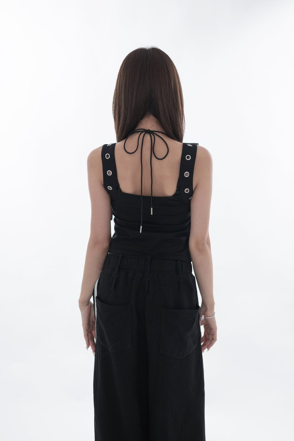 Eyelet layered tank top