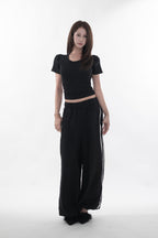Open back lace-up tee