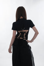 Open back lace-up tee