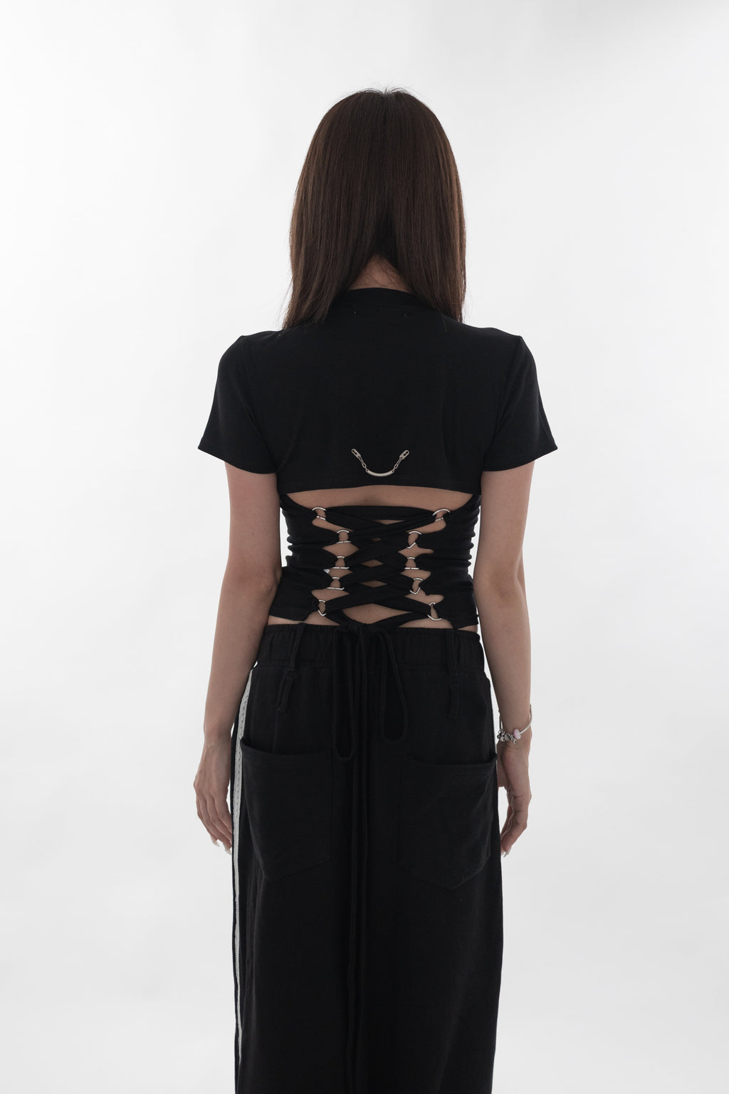 Open back lace-up tee