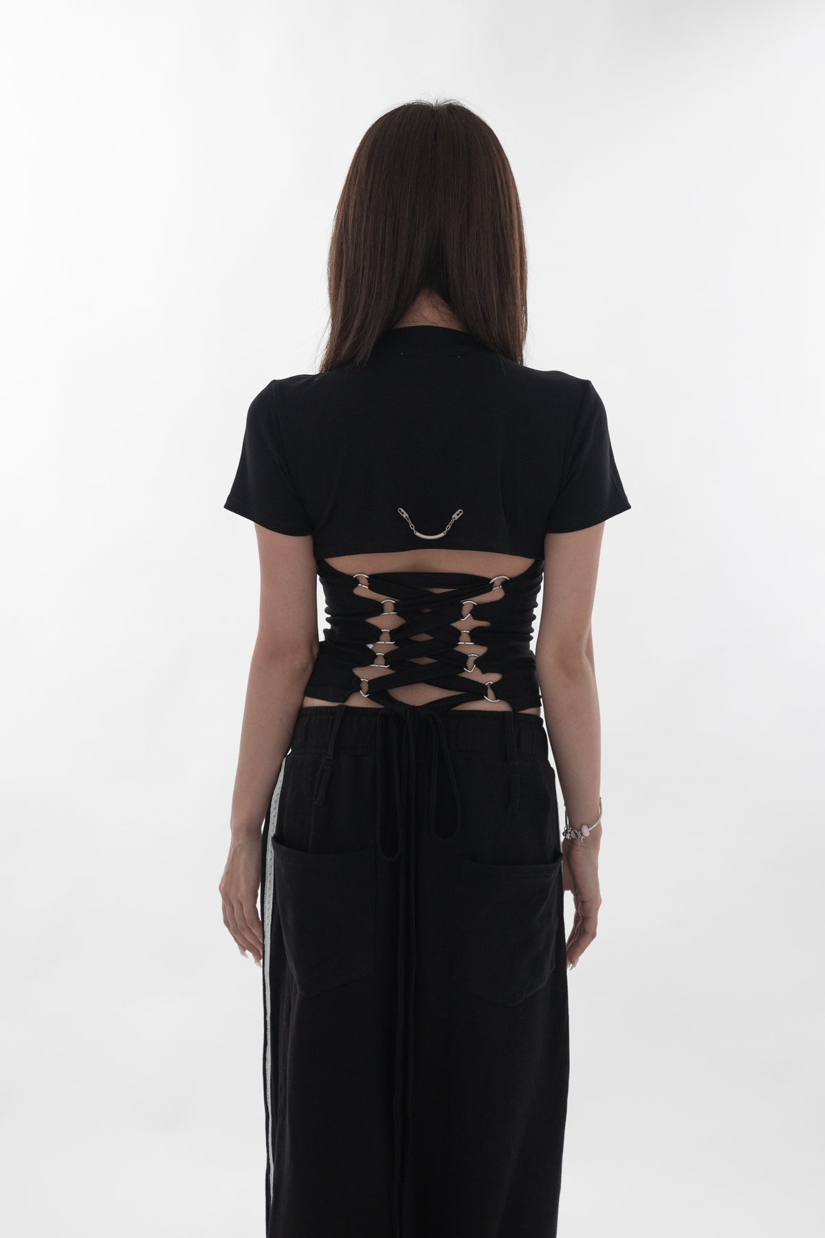 Open back lace-up tee