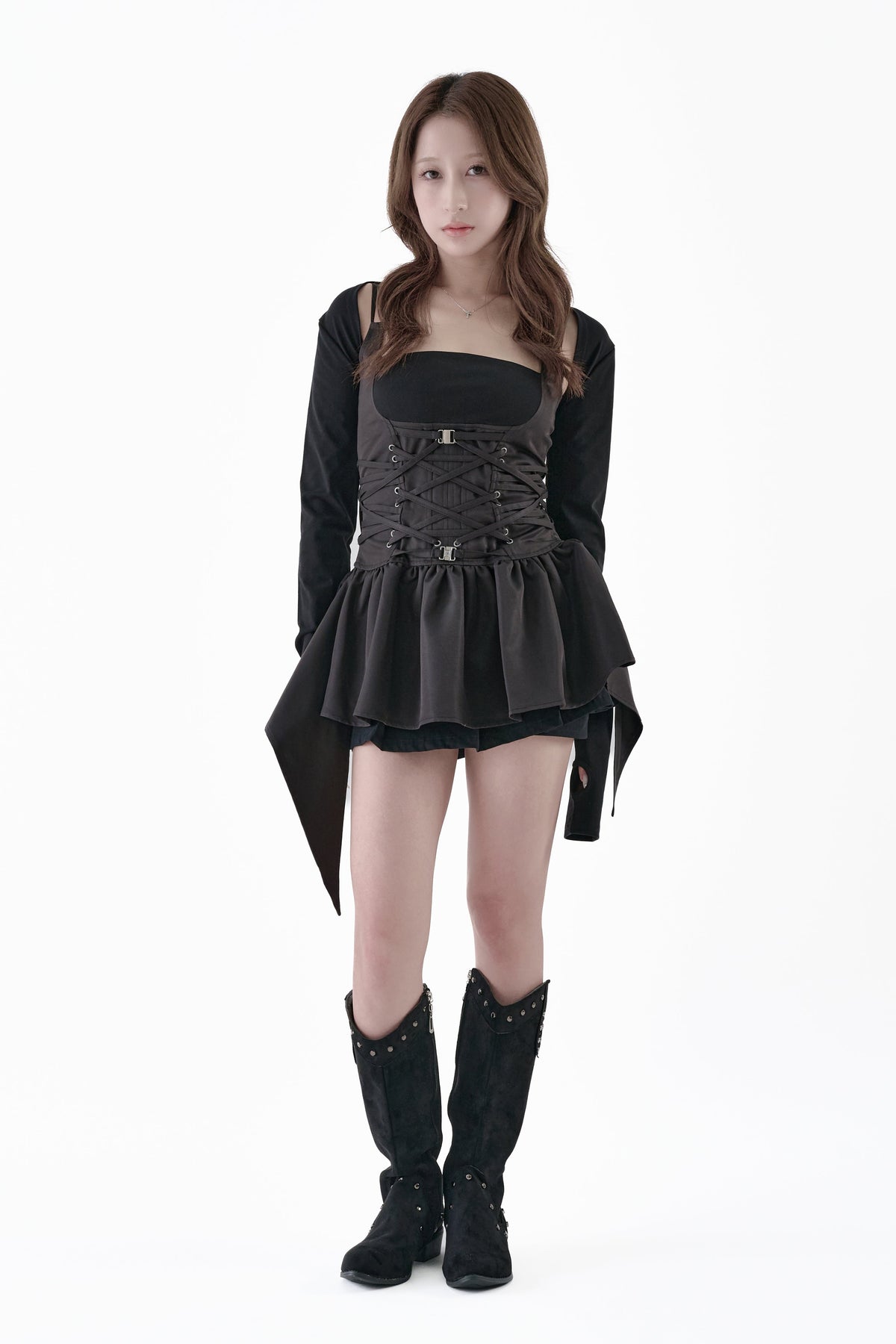 【PRE-ORDER】lace-up bolero dress set
