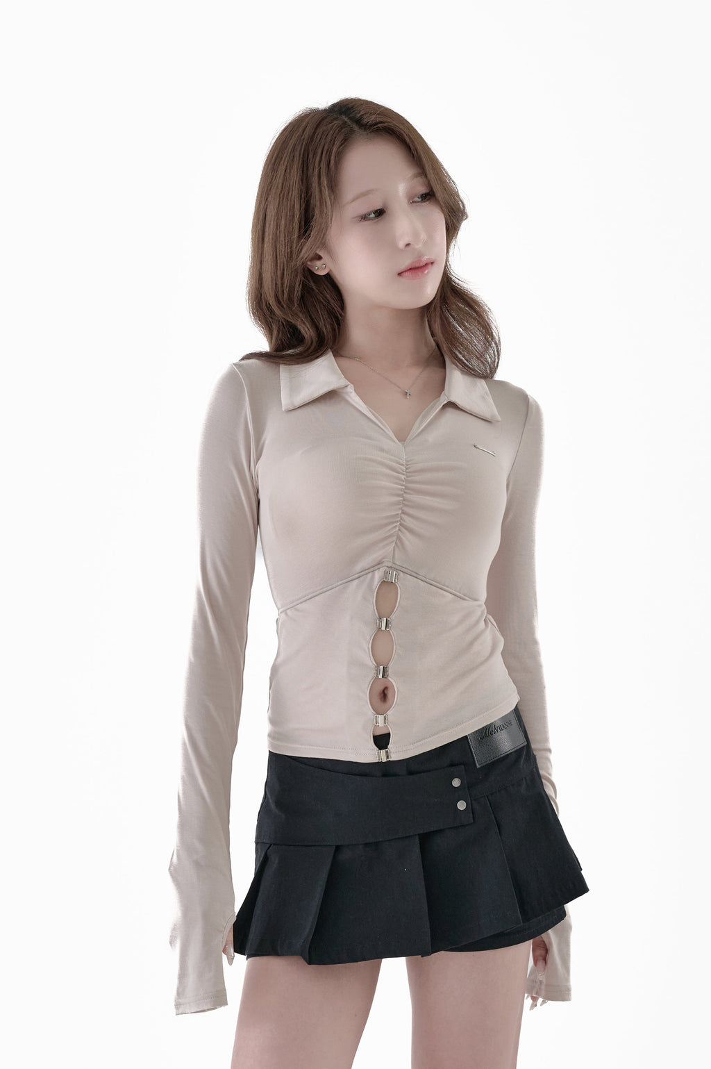 Sneer knit panel tops