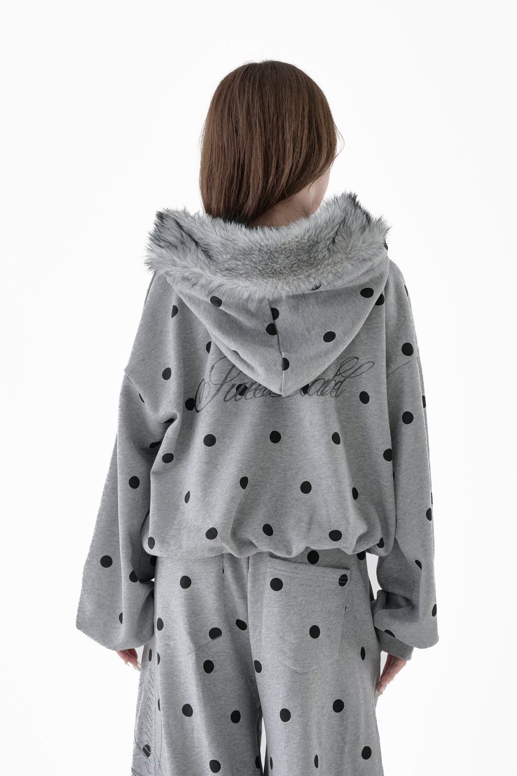 Fur hood big logo sweat parker