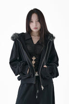 Fur hood big logo sweat parker