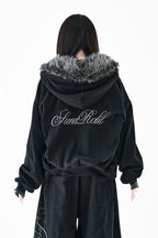 Fur hood big logo sweat parker