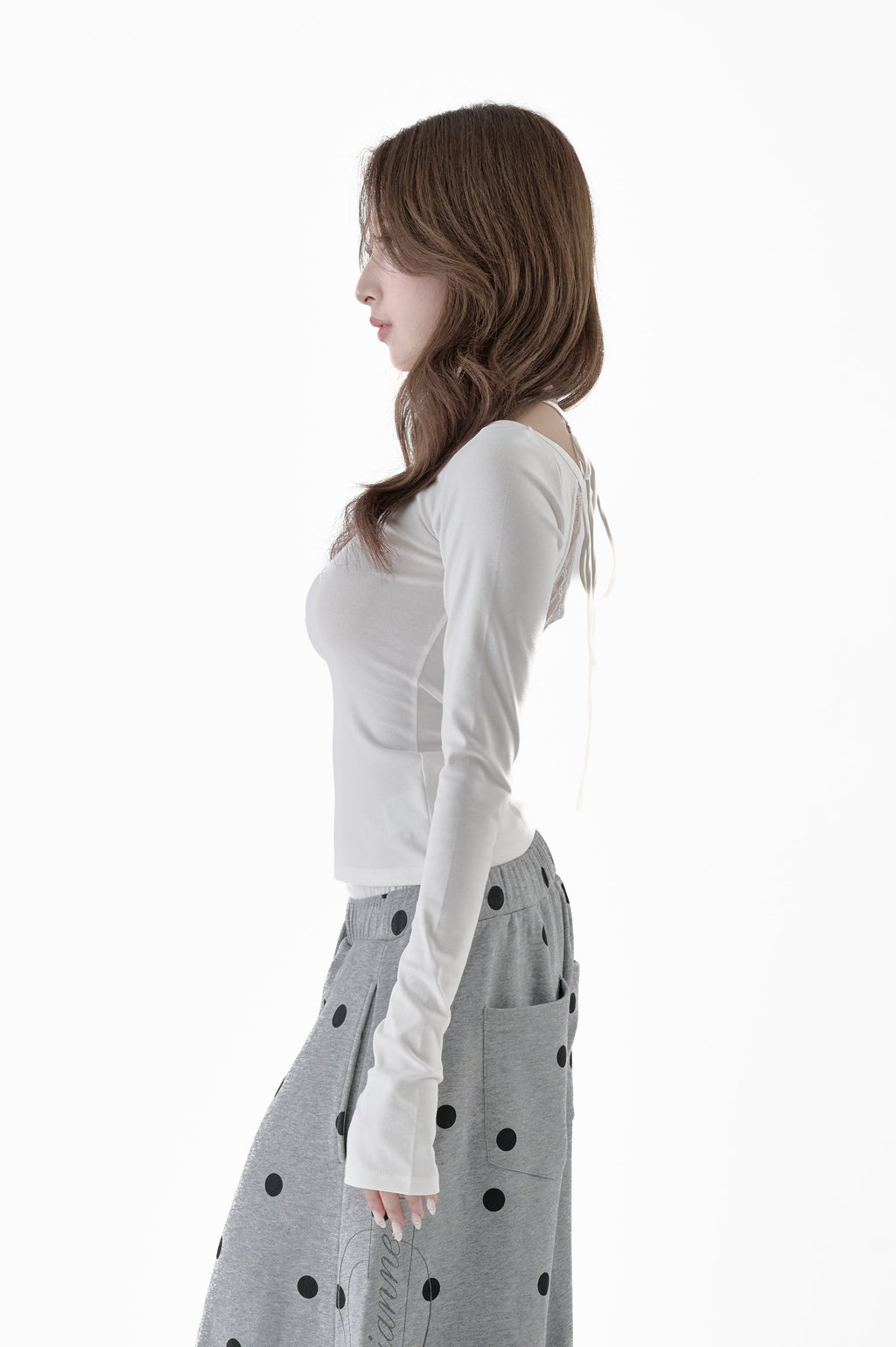 Back lace open tops