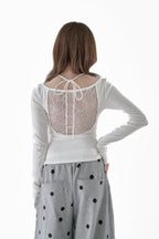 Back lace open tops