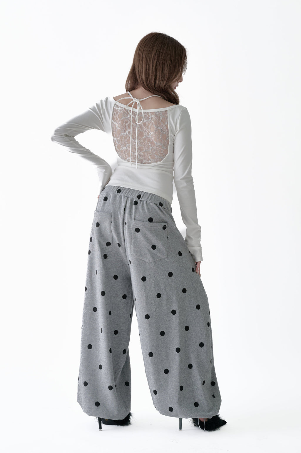 Back lace open tops
