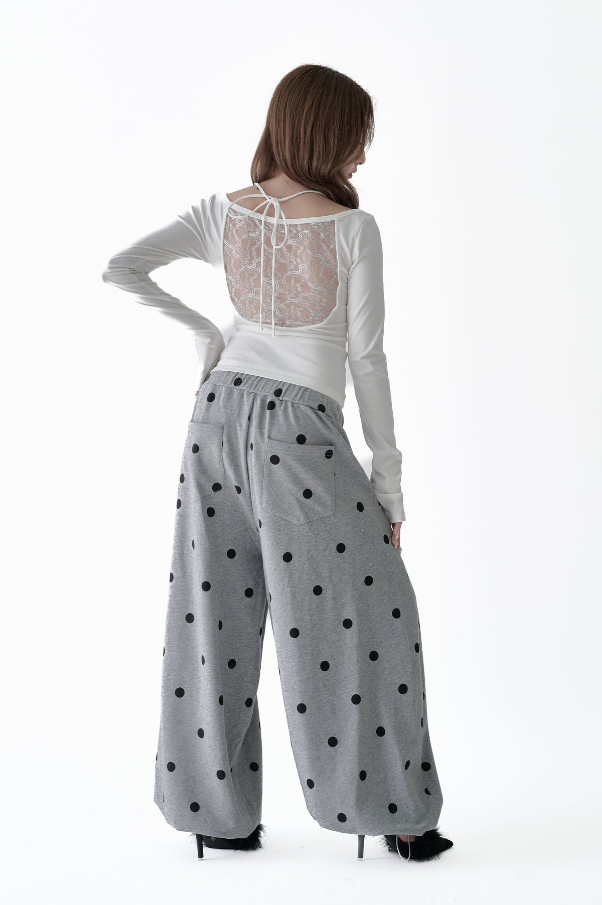 Back lace open tops