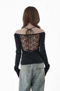 Back lace open tops