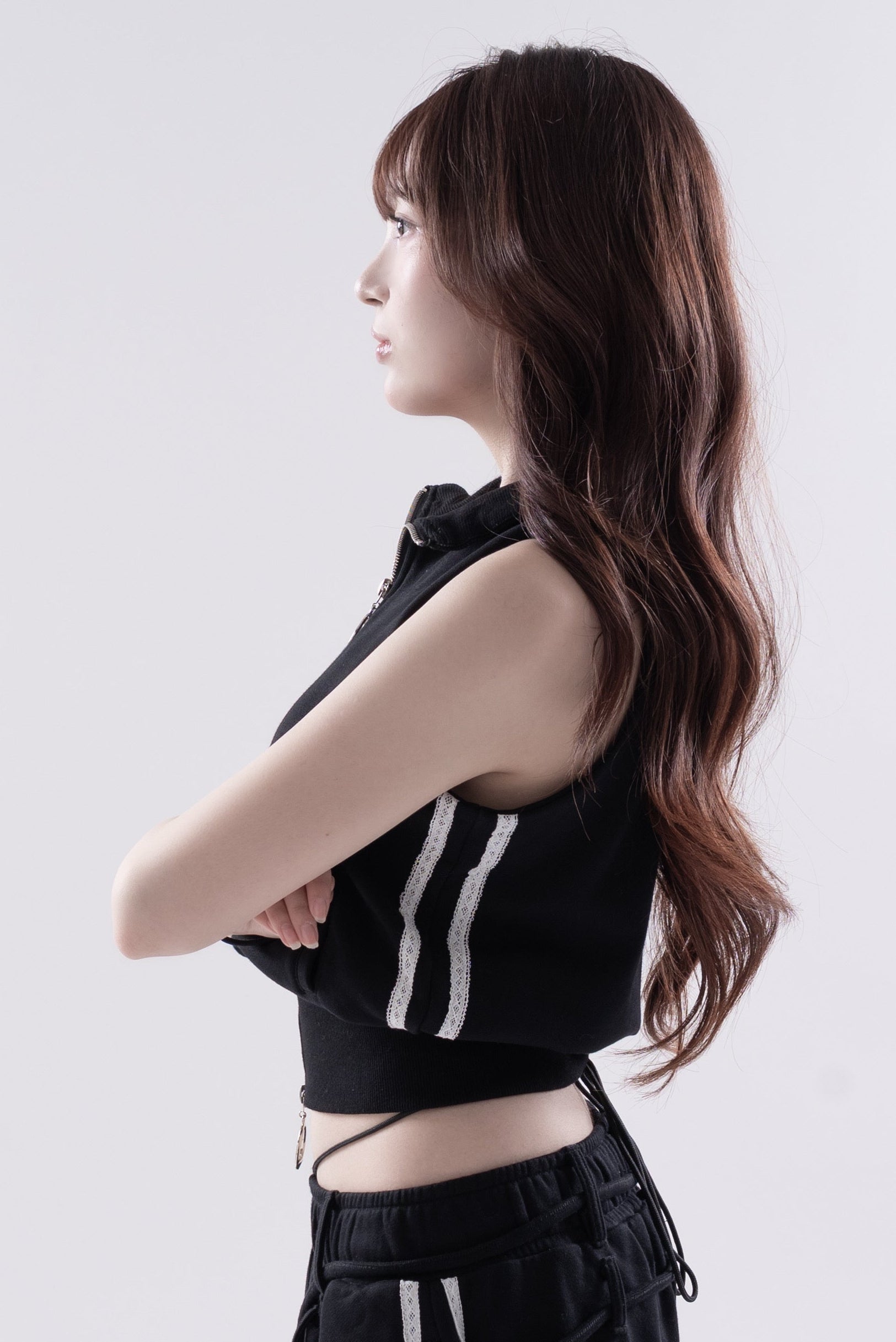 Ring zip sleeveles tops