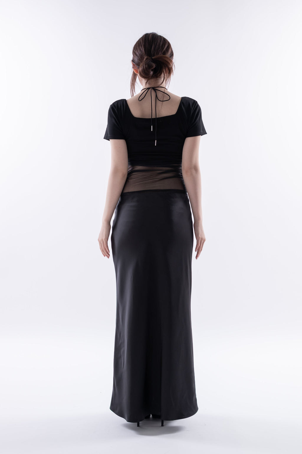 Sheer panel gather tops