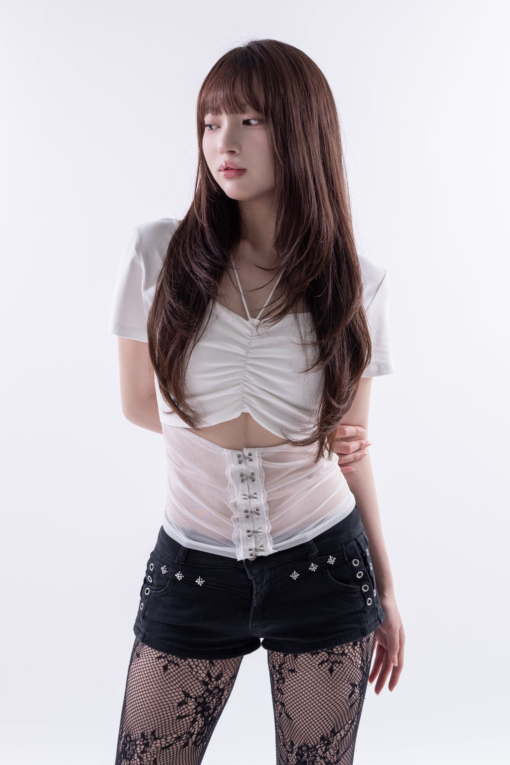 Sheer panel gather tops